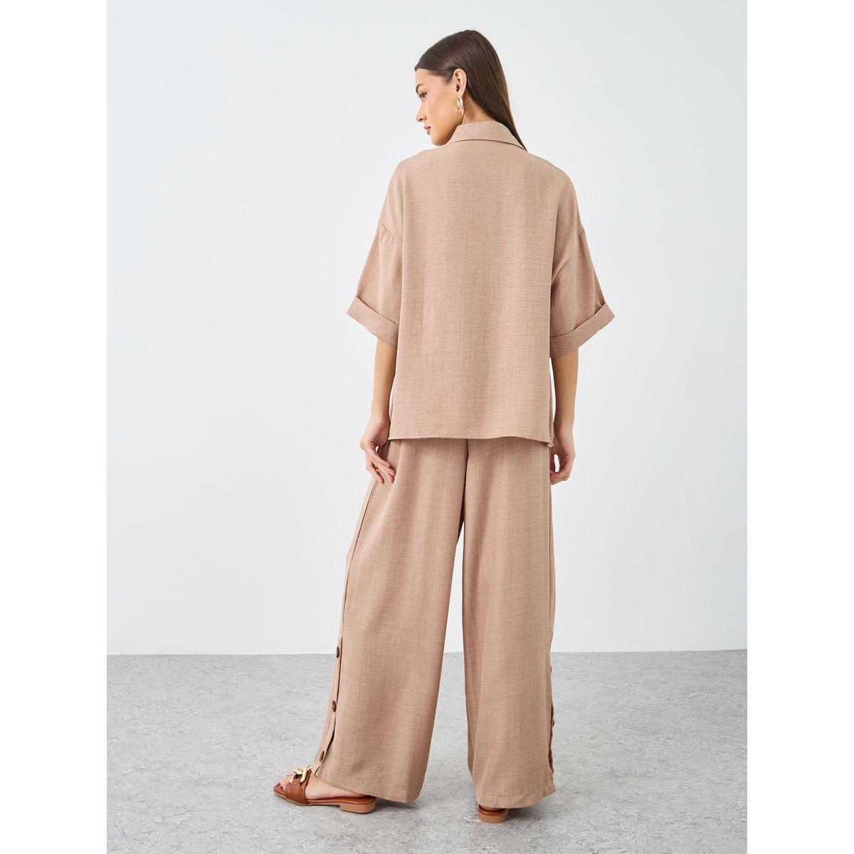 Amirah X Styli Oversized Short Sleeve Top and Wide Leg Pants Modest Set-women-clothing-coordsets-image-7