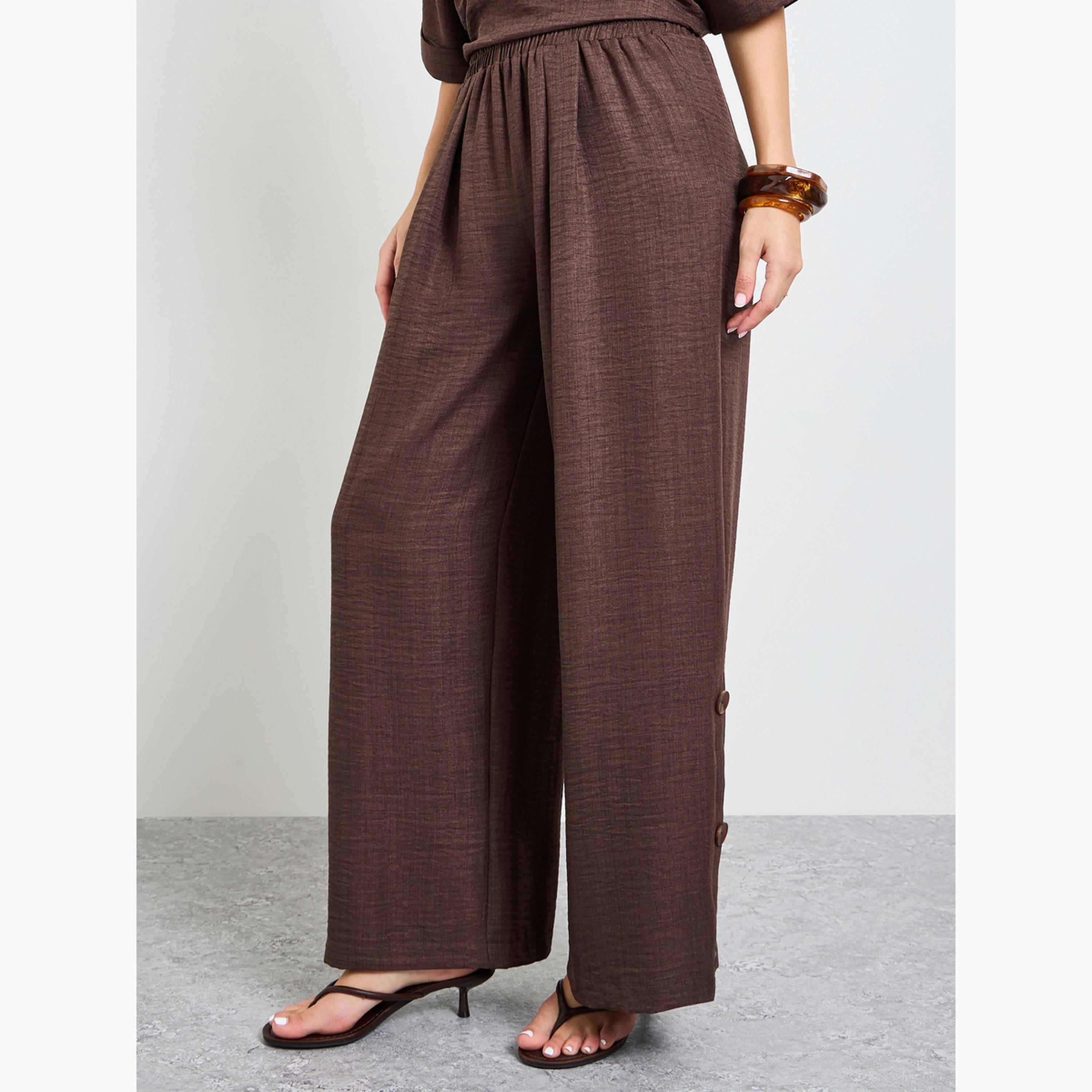 Amirah X Styli Brown Oversized Top and Wide Leg Pants Modest Set-women-clothing-coordsets-image-5