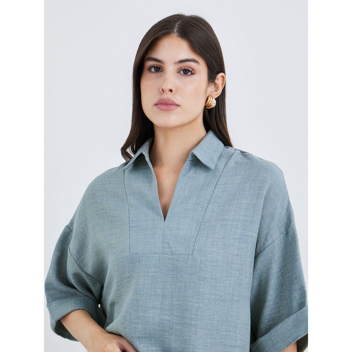 Styli Oversized Short Sleeve Top and Wide Leg Pants Modest Set-women-arabicclothing-sets-image-3