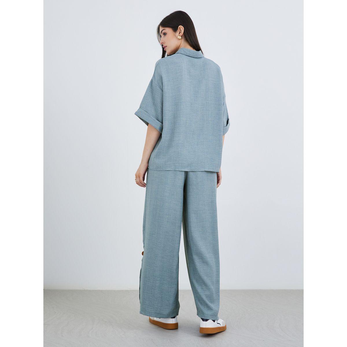 Styli Oversized Short Sleeve Top and Wide Leg Pants Modest Set-women-arabicclothing-sets-image-4