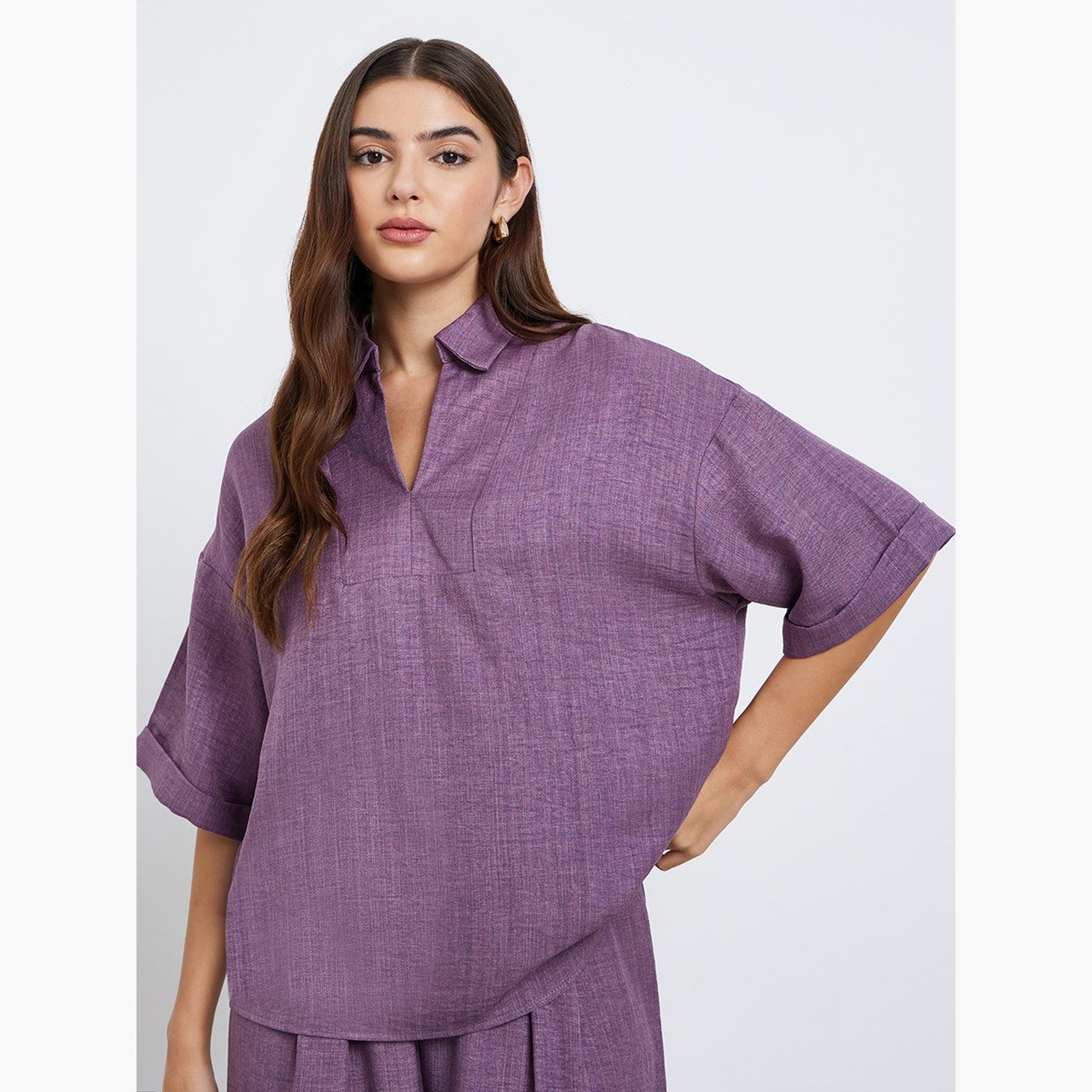 Amirah X Styli Oversized Top and Wide Leg Pants Modest Set-women-arabicclothing-sets-image-2