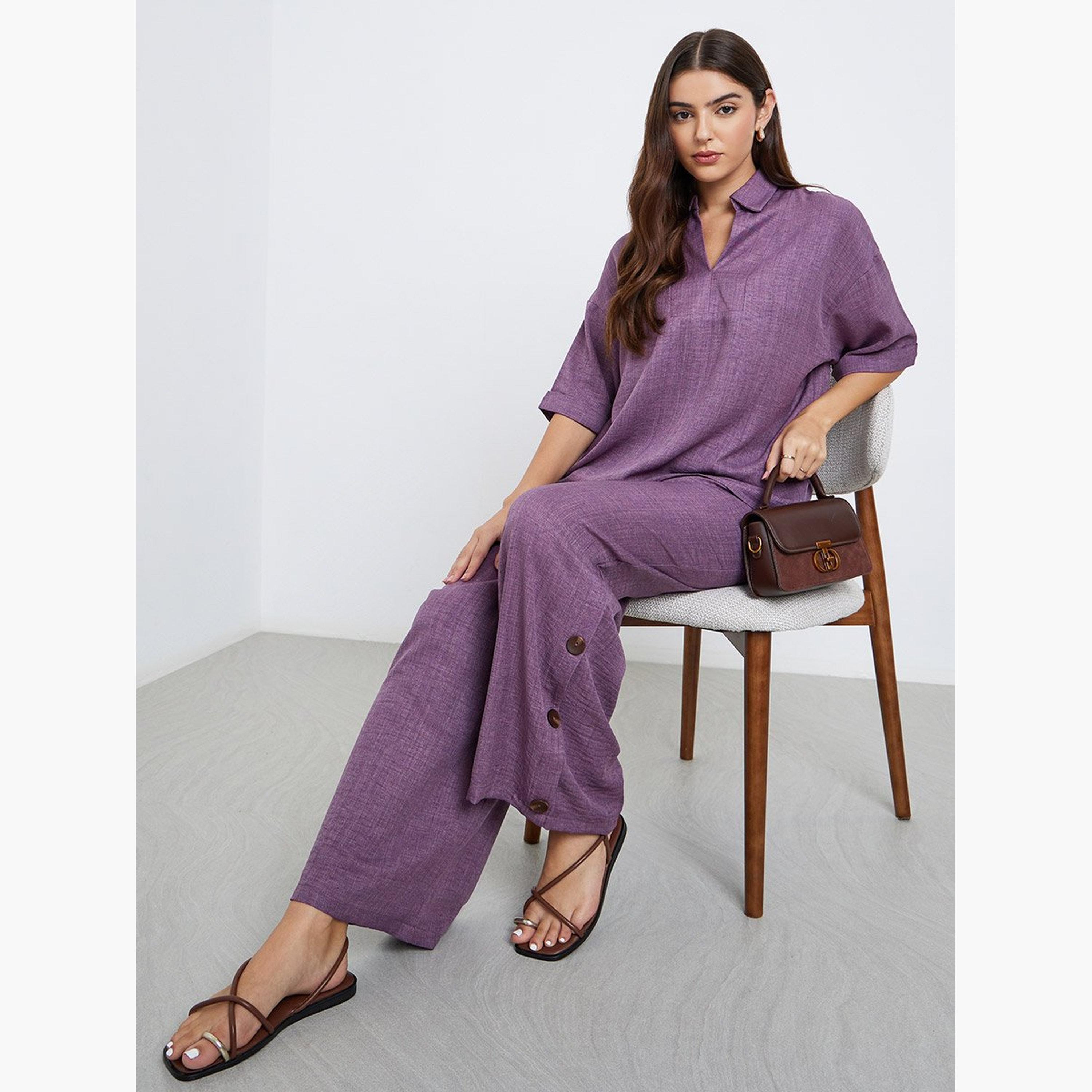 Amirah X Styli Oversized Top and Wide Leg Pants Modest Set-women-arabicclothing-sets-image-3