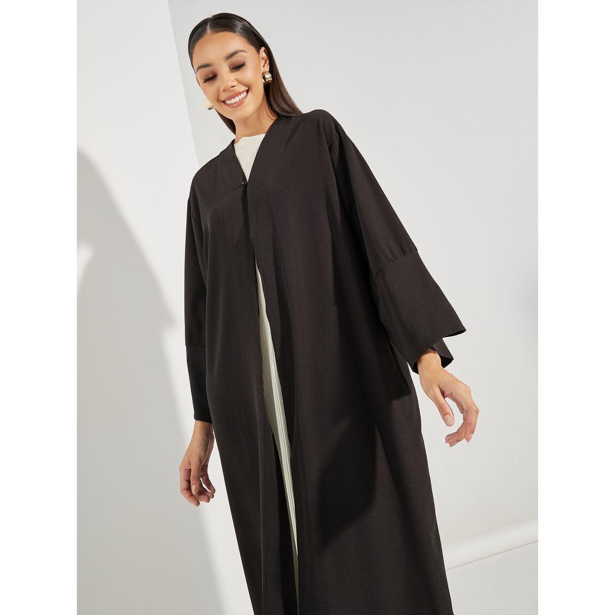 Styli Textured Abaya with Button Closure-women-arabicclothing-abayas-image-2