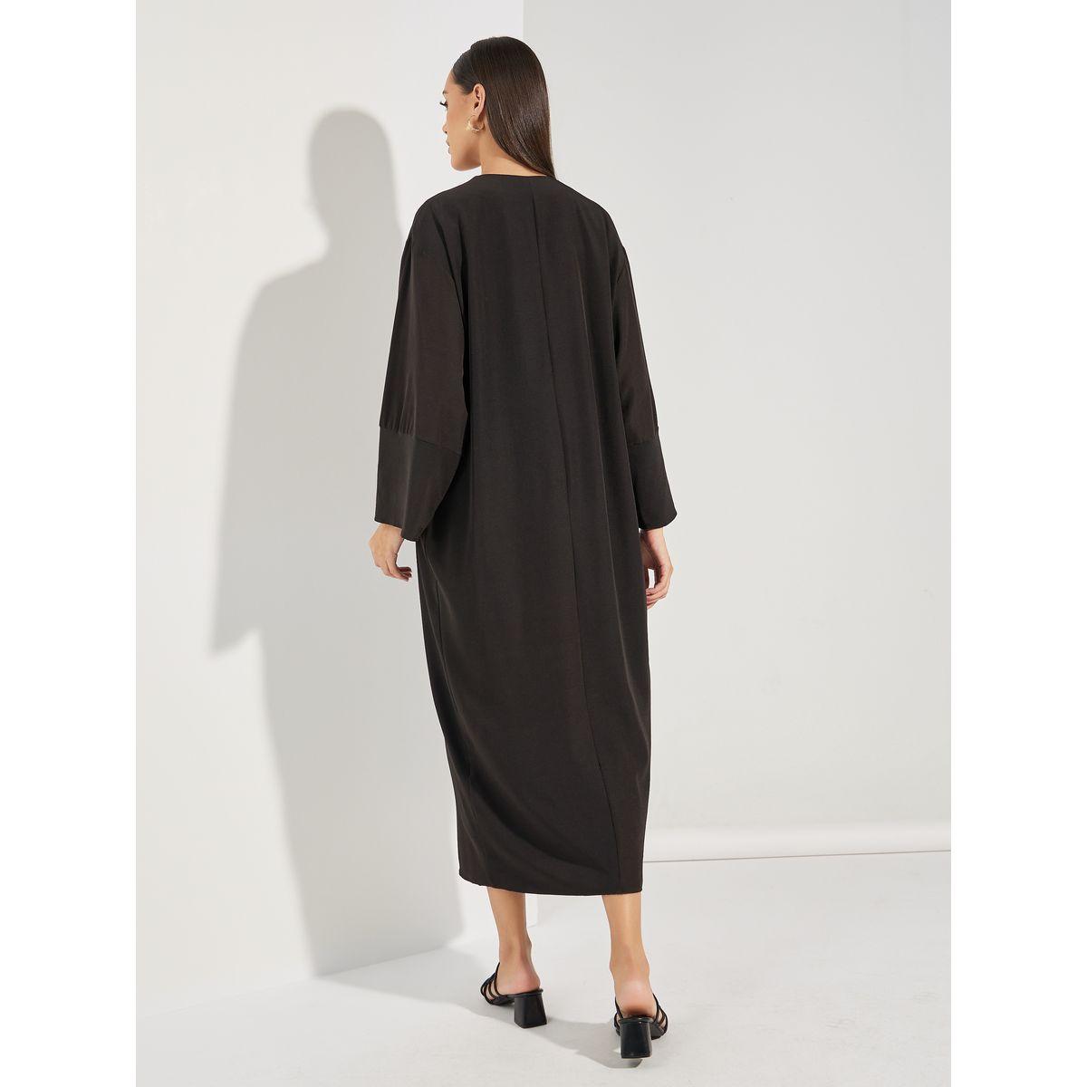 عباية بتفاصيل بارزة الملمس مع ازرار غلق-women-arabicclothing-abayas-image-4