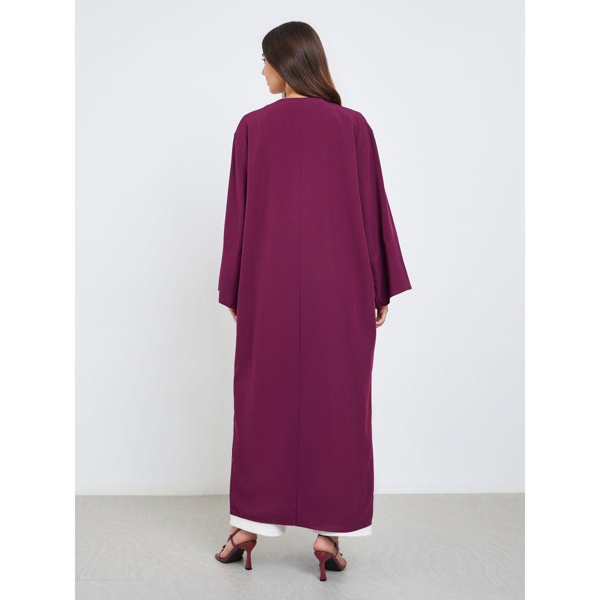 Styli Textured Abaya with Button Loop Closure-women-arabicclothing-abayas-image-5