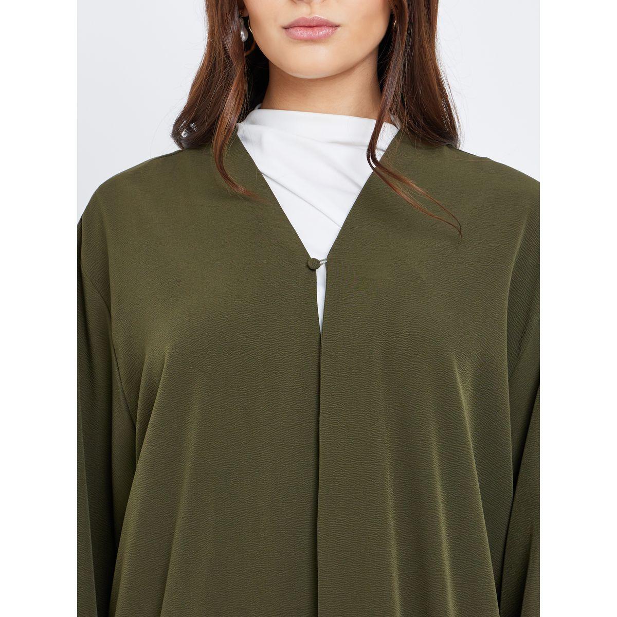 عباية بتفاصيل بارزة الملمس مع زر للإغلاق-women-arabicclothing-abayas-image-2