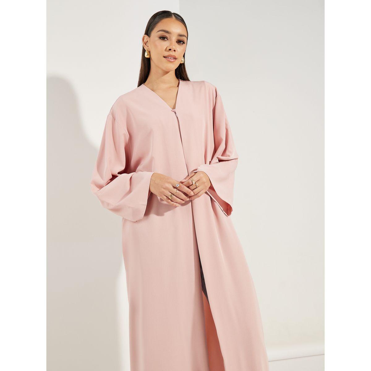 Styli Textured Abaya with Button Closure-women-arabicclothing-abayas-image-2