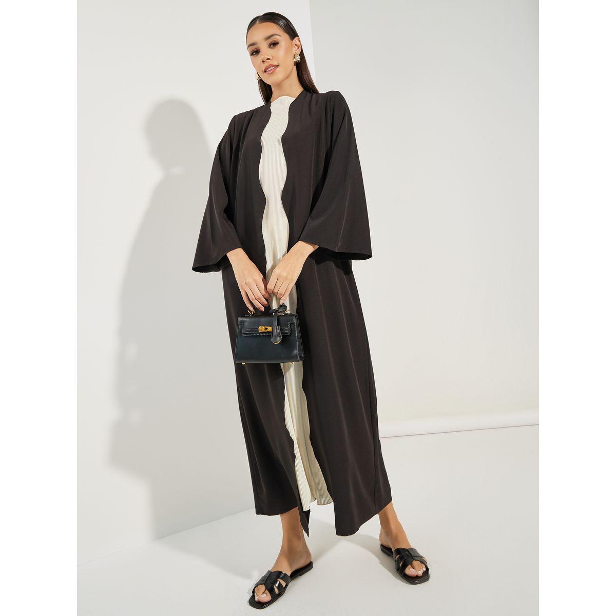 Styli Scalloped Edge Open Front Abaya-women-arabicclothing-abayas-image-1