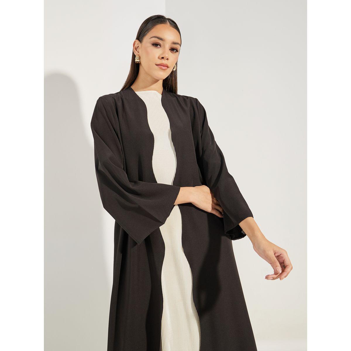 Styli Scalloped Edge Open Front Abaya-women-arabicclothing-abayas-image-2