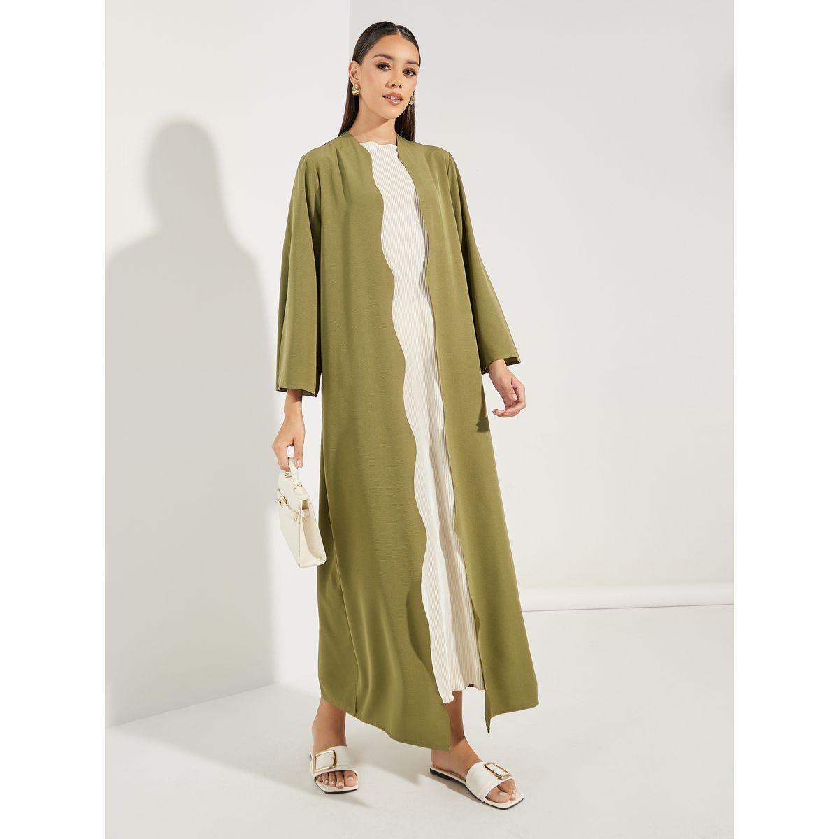 Styli Scalloped Edge Open Front Abaya-women-arabicclothing-abayas-image-1