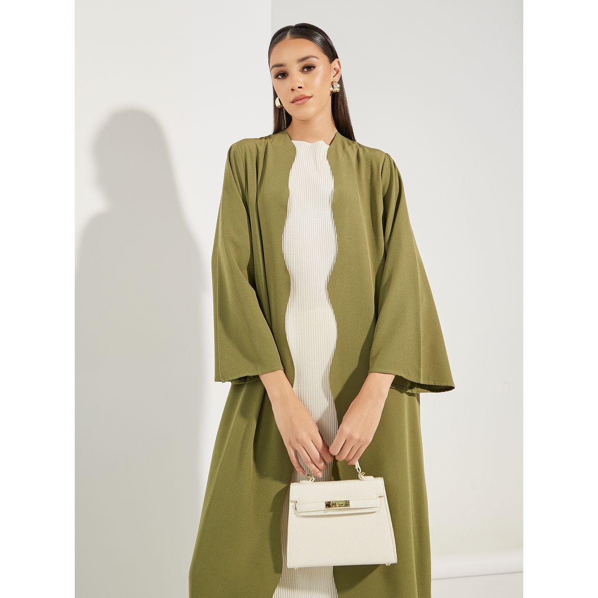 Styli Scalloped Edge Open Front Abaya-women-arabicclothing-abayas-image-2