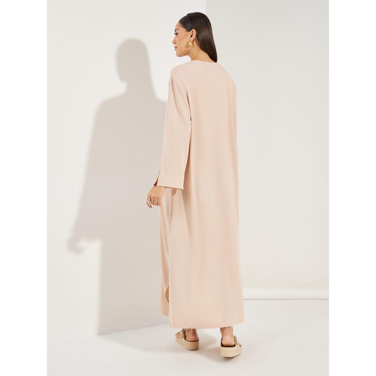 عباية بتفاصيل بارزة الملمس مع اكمام بشق-women-arabicclothing-abayas-image-5