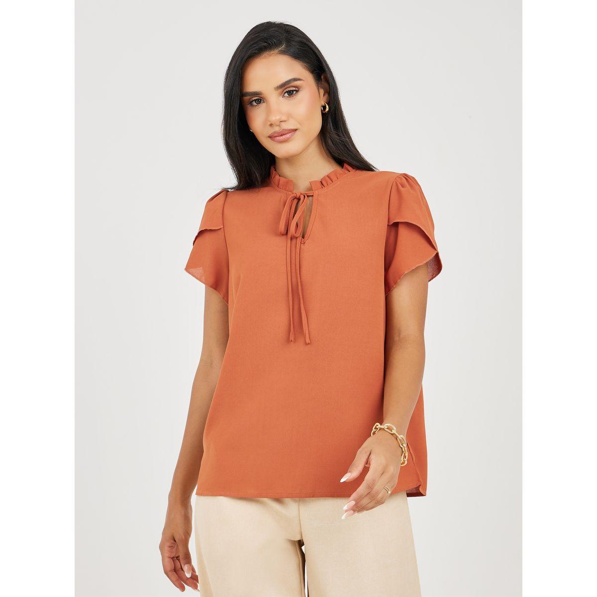 Styli Tie Neck Tulip Sleeve Blouse-women-clothing-shirtsandblouses-blouses-image-3