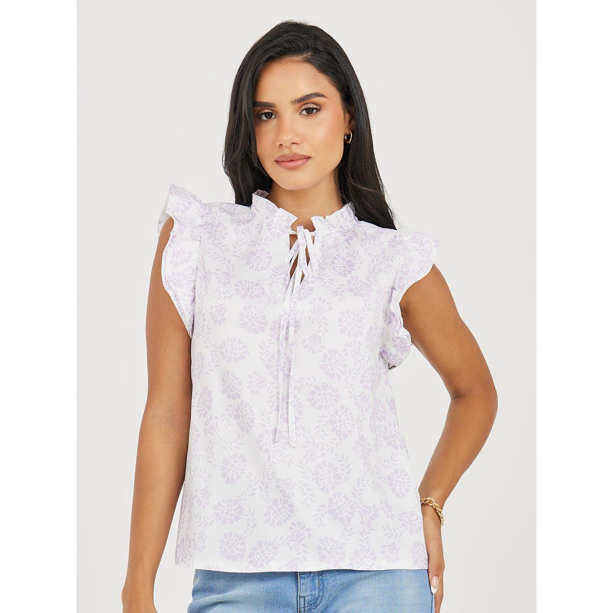 Styli Floral Printed Ruffle Sleeve Tie-up neck Blouse-women-clothing-shirtsandblouses-blouses-image-3