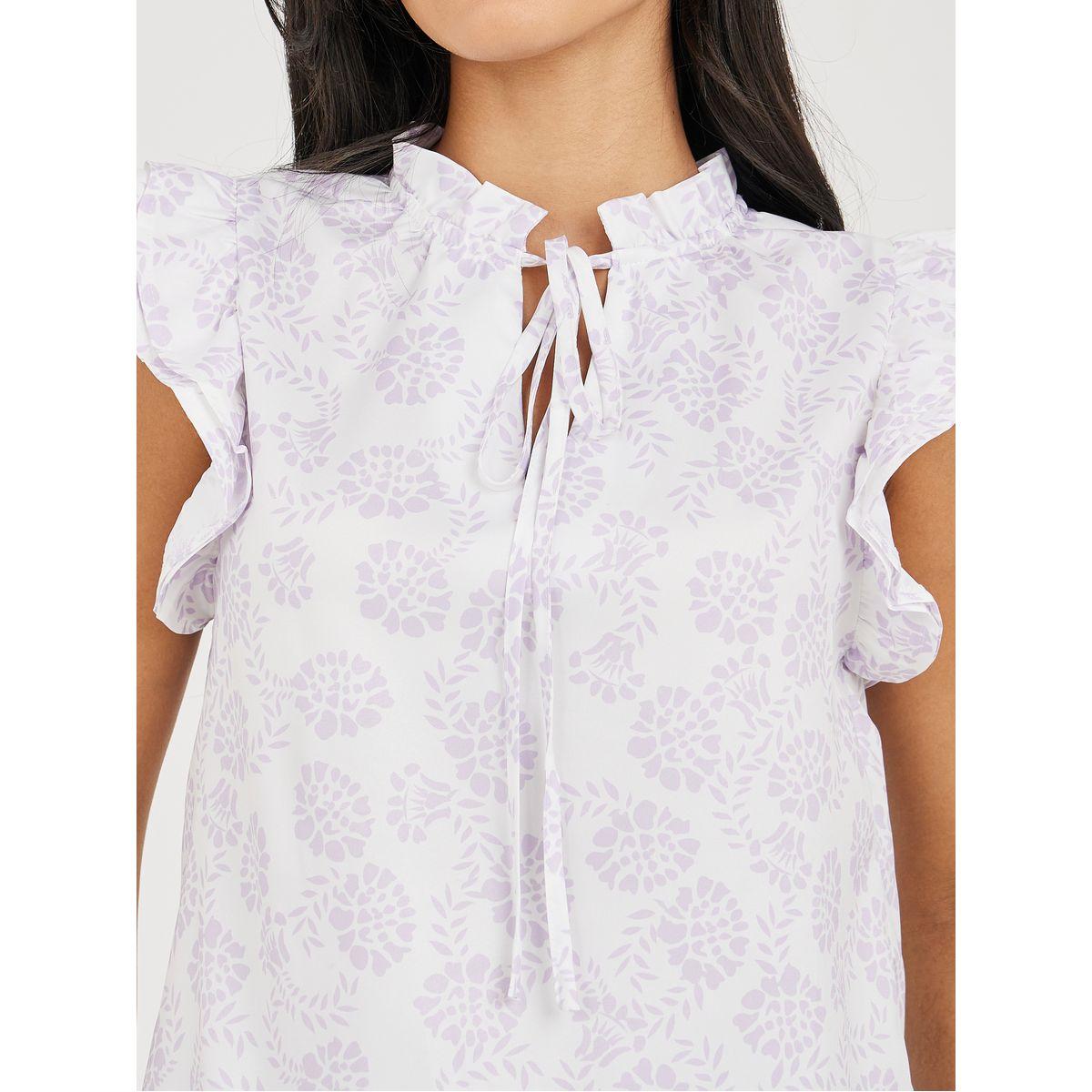 Styli Floral Printed Ruffle Sleeve Tie-up neck Blouse-women-clothing-shirtsandblouses-blouses-image-4