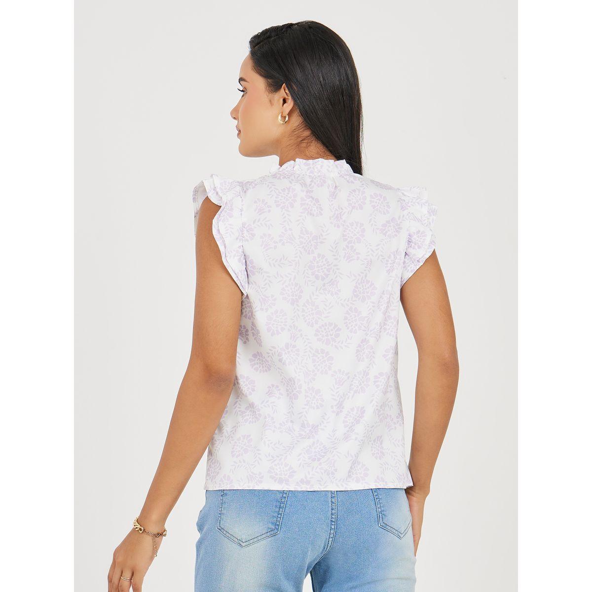 Styli Floral Printed Ruffle Sleeve Tie-up neck Blouse-women-clothing-shirtsandblouses-blouses-image-5