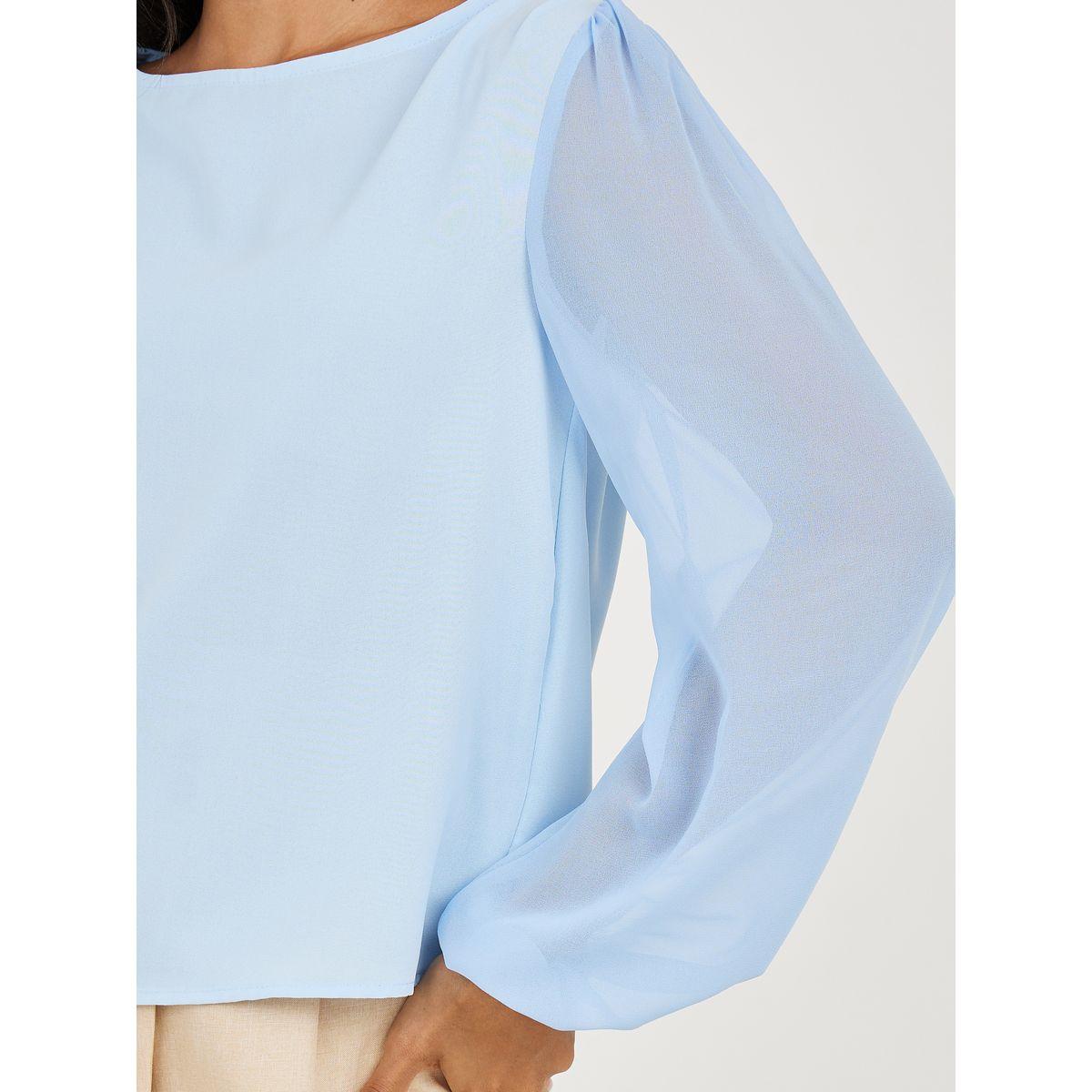 Styli Solid Chiffon Blouse with Balloon Sleeve-women-clothing-shirtsandblouses-blouses-image-4