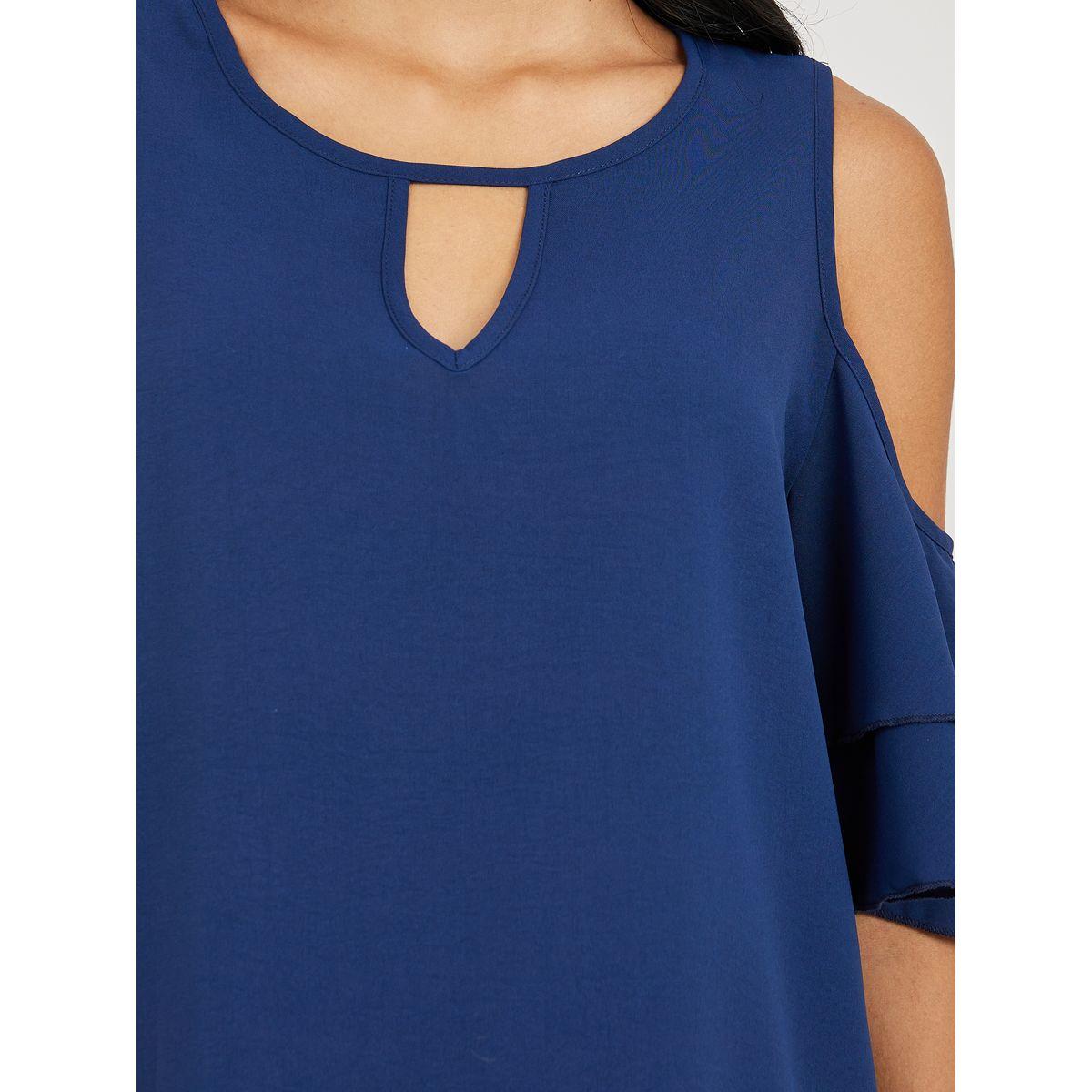 Styli Ruffled Cold Shoulder Blouse with Keyhole Neck-women-clothing-shirtsandblouses-blouses-image-4