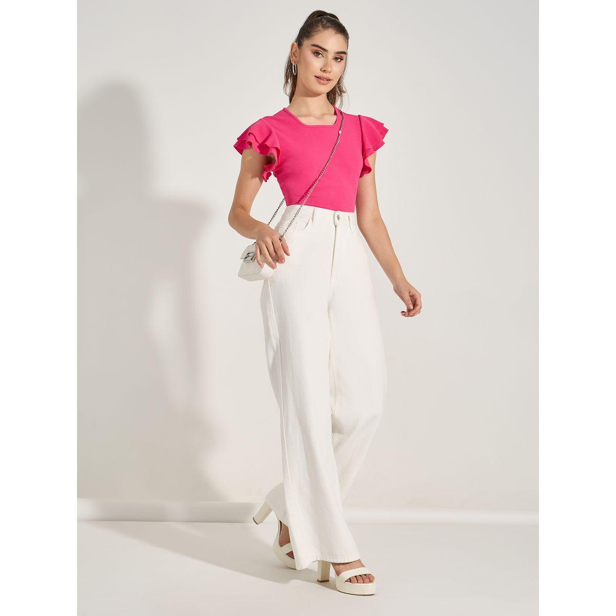 Styli Textured Frill Sleeve Fitted Bodysuit-women-clothing-tshirts-image-2