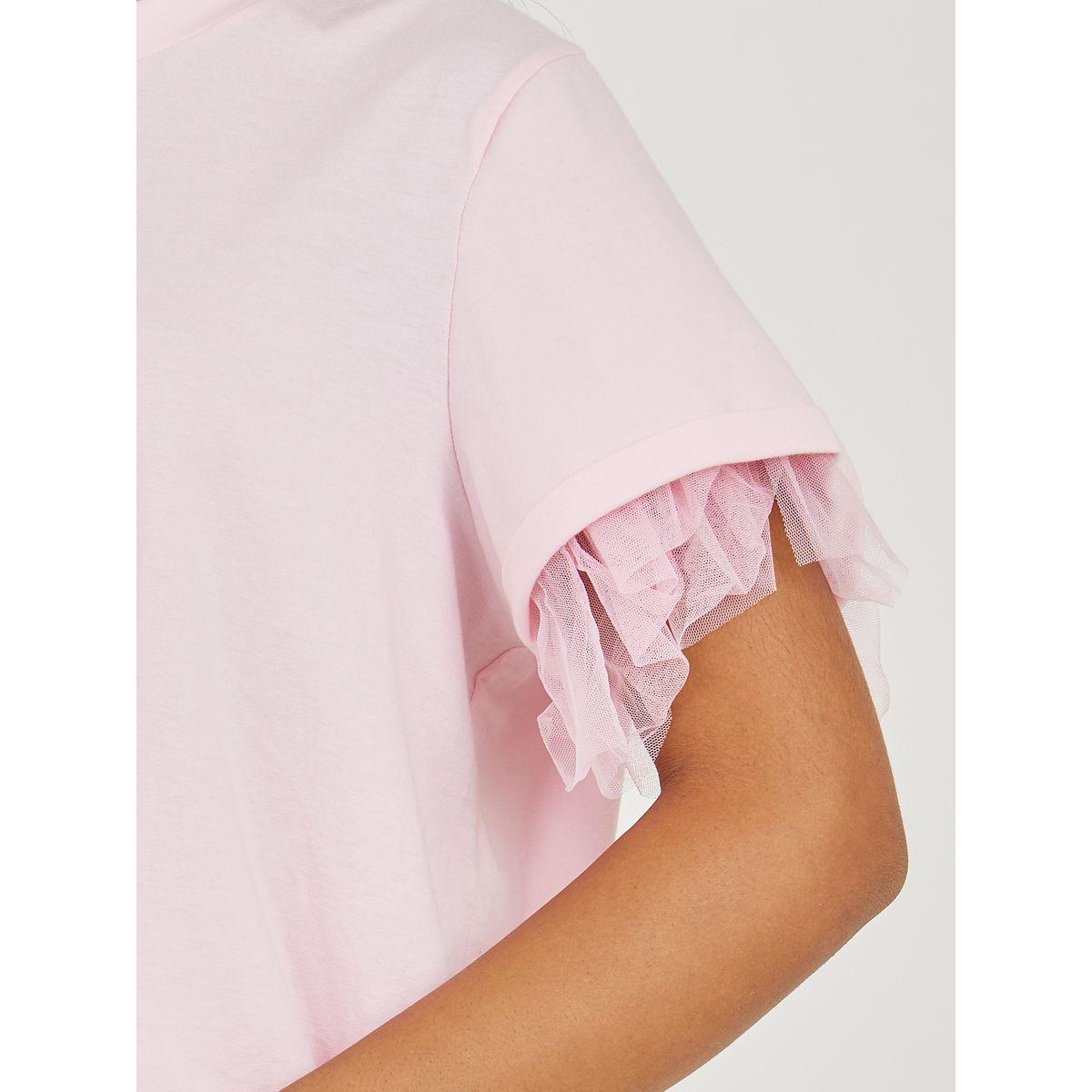 Styli Solid Mesh Detail Short Sleeves T-Shirt-women-clothing-tshirts-image-3