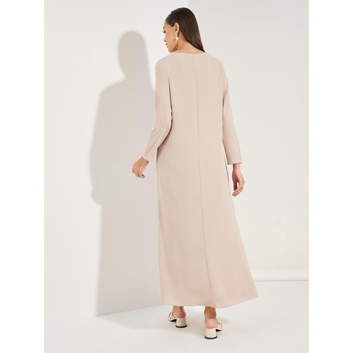 جلابية طويلة بكسرات مع ياقة بشق-women-arabicclothing-jalabiyas-image-4
