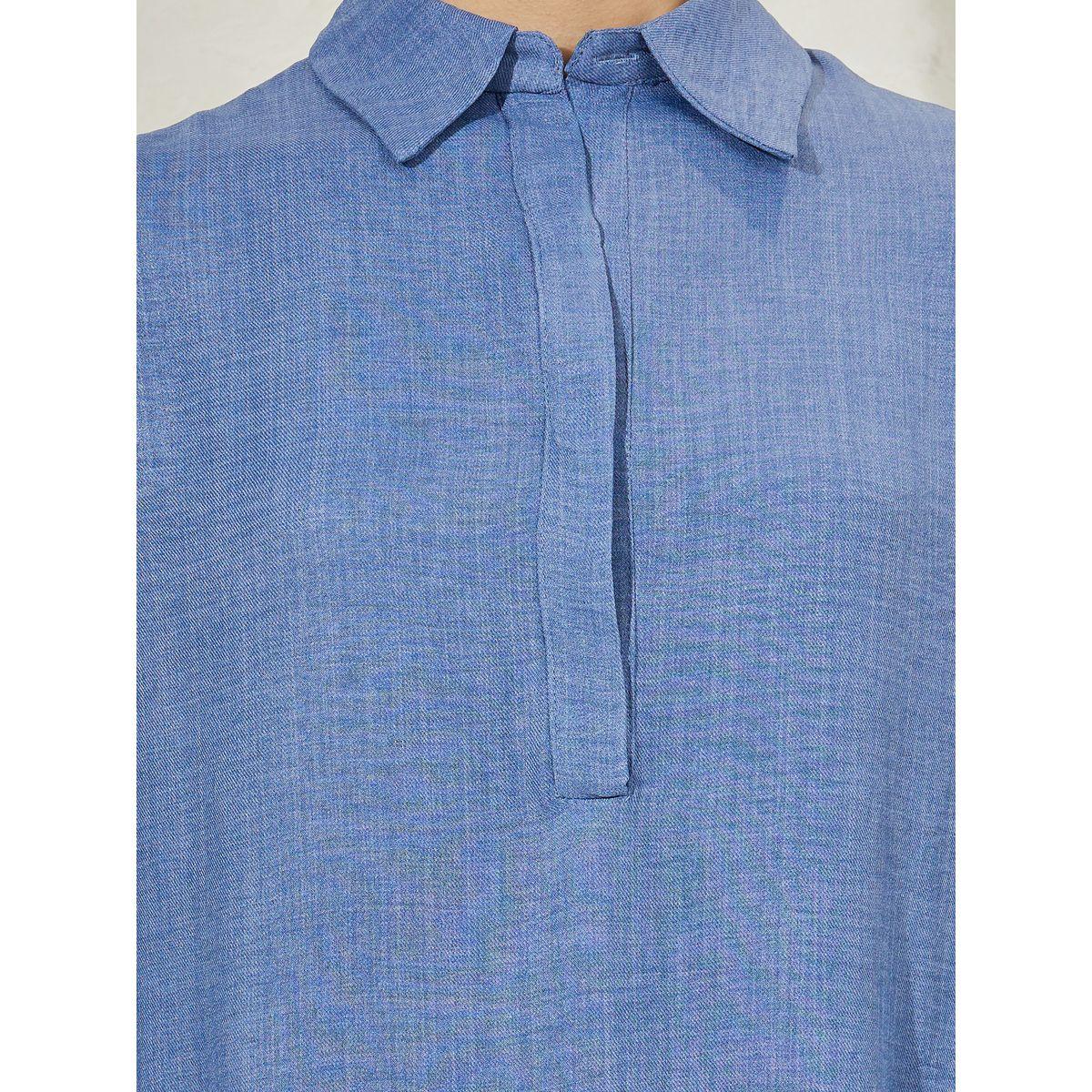 Styli Denim Look Collared Jalabiya-women-arabicclothing-jalabiyas-image-3