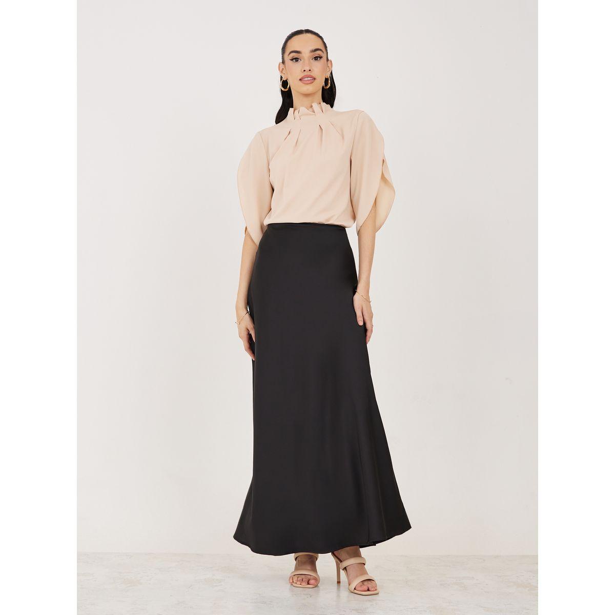 بلوزة بياقة عالية وكسرات مع اكمام تيوليب-women-clothing-shirtsandblouses-blouses-image-3