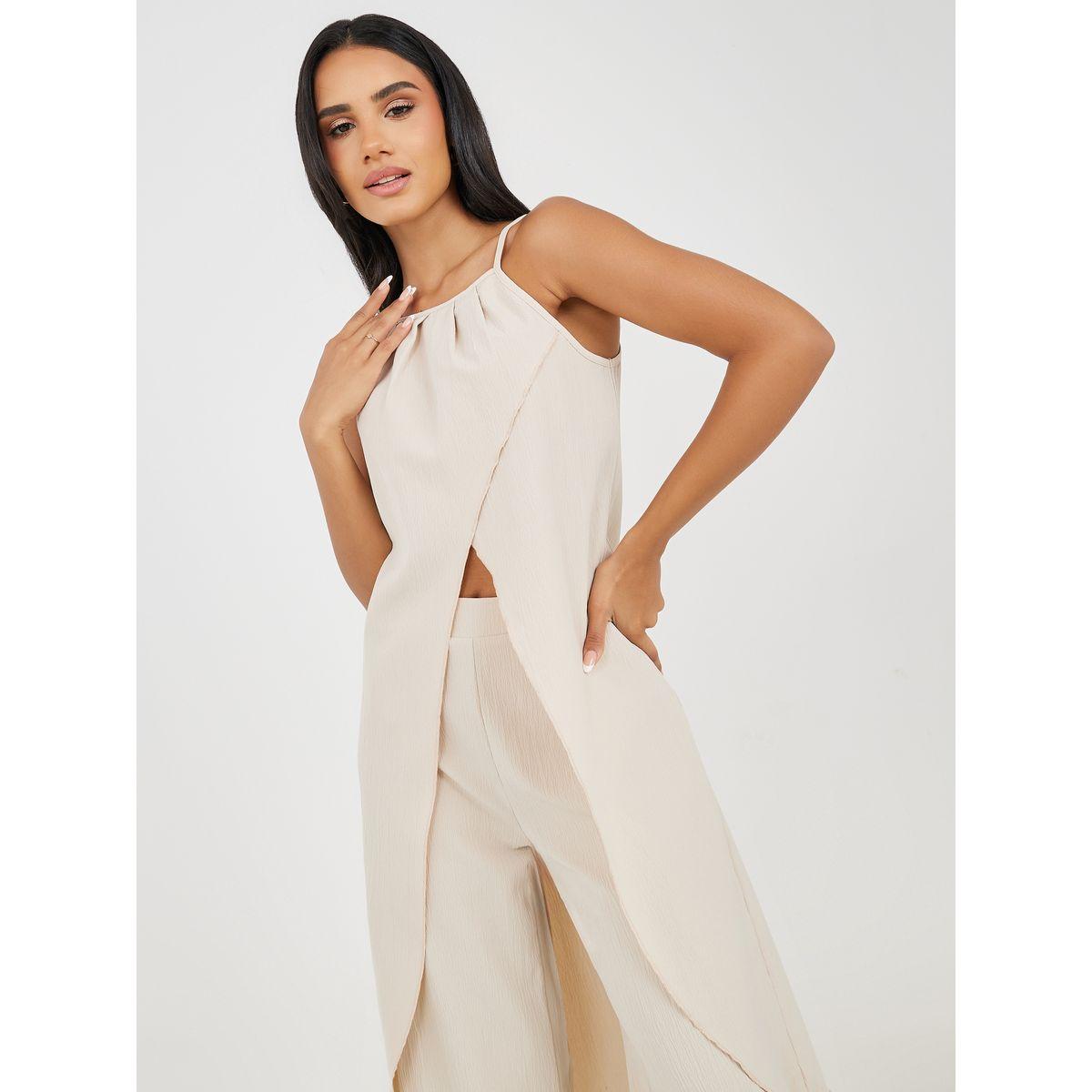 Styli Longline Halter Top & Wide Leg Pants Co-Ords-women-clothing-coordsets-image-2