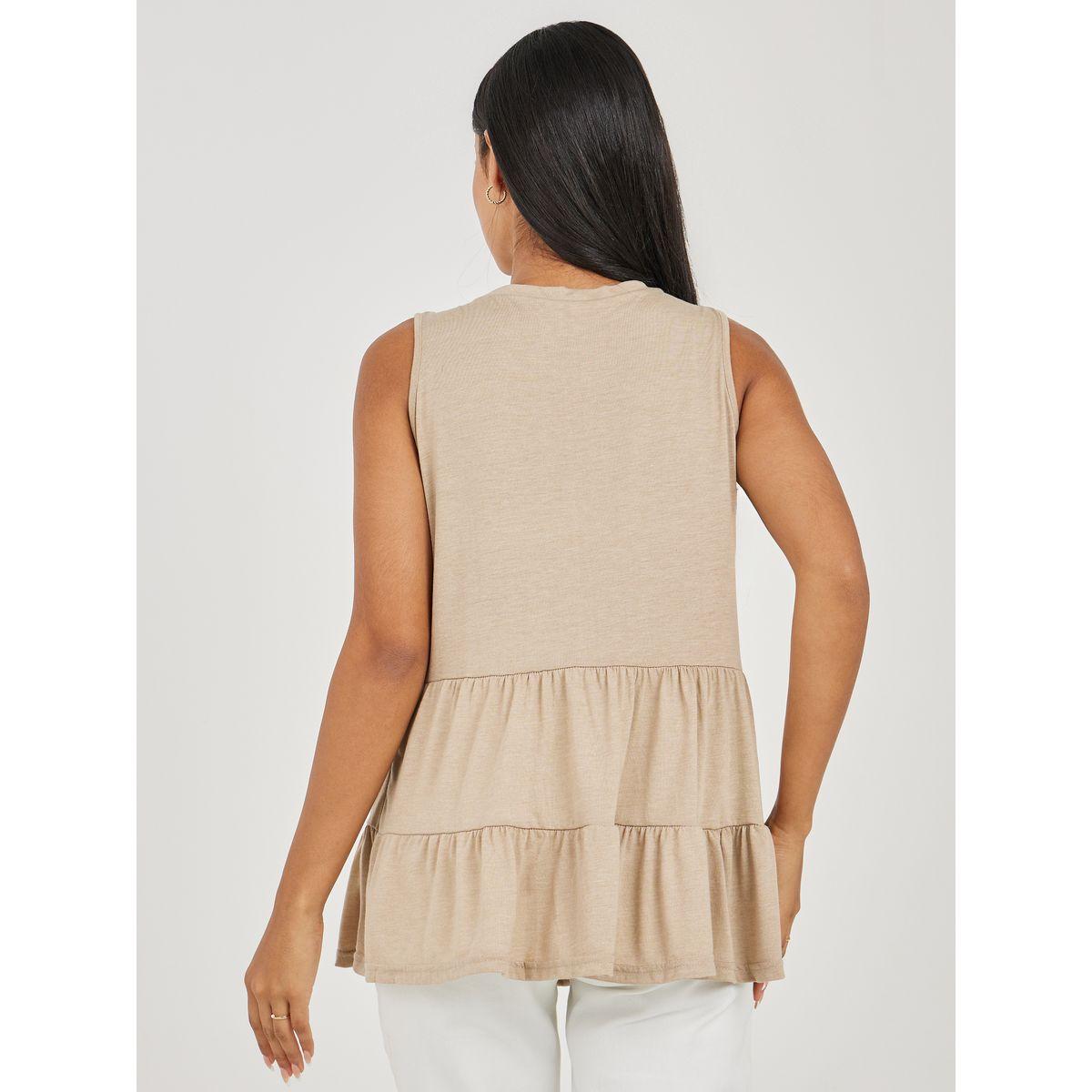 Styli Solid Tiered Sleeveless Top-women-clothing-shirtsandblouses-blouses-image-4