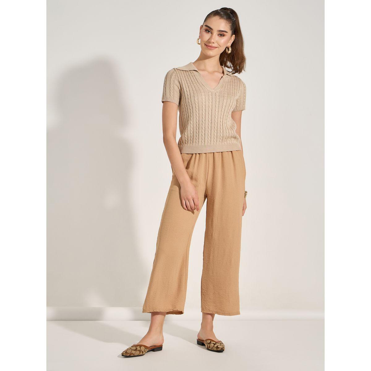 Styli Solid Elastic Waistband Straight Leg Pants-women-clothing-bottoms-trousers-image-2