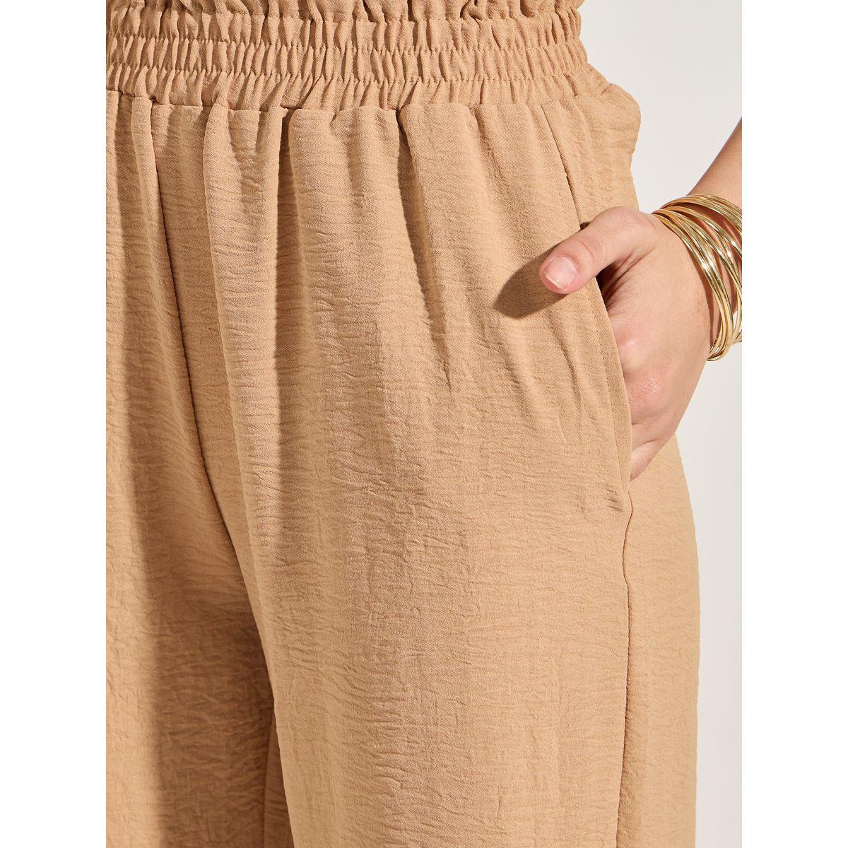 بنطال سادة بارجل مستقيمة وخصر مطاطي-women-clothing-bottoms-trousers-image-2