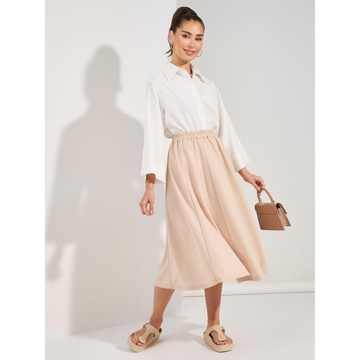 تنورة ميدي سادة بحافة واسعة-women-clothing-bottoms-skirts-image-2