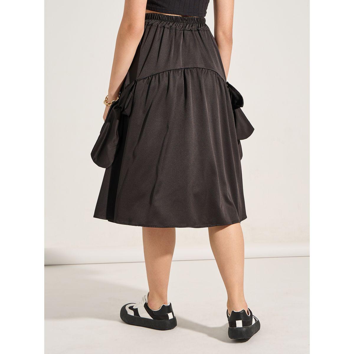 Styli Solid Bow Knot Ruffle Hem Midi Skirt-women-clothing-bottoms-skirts-image-4