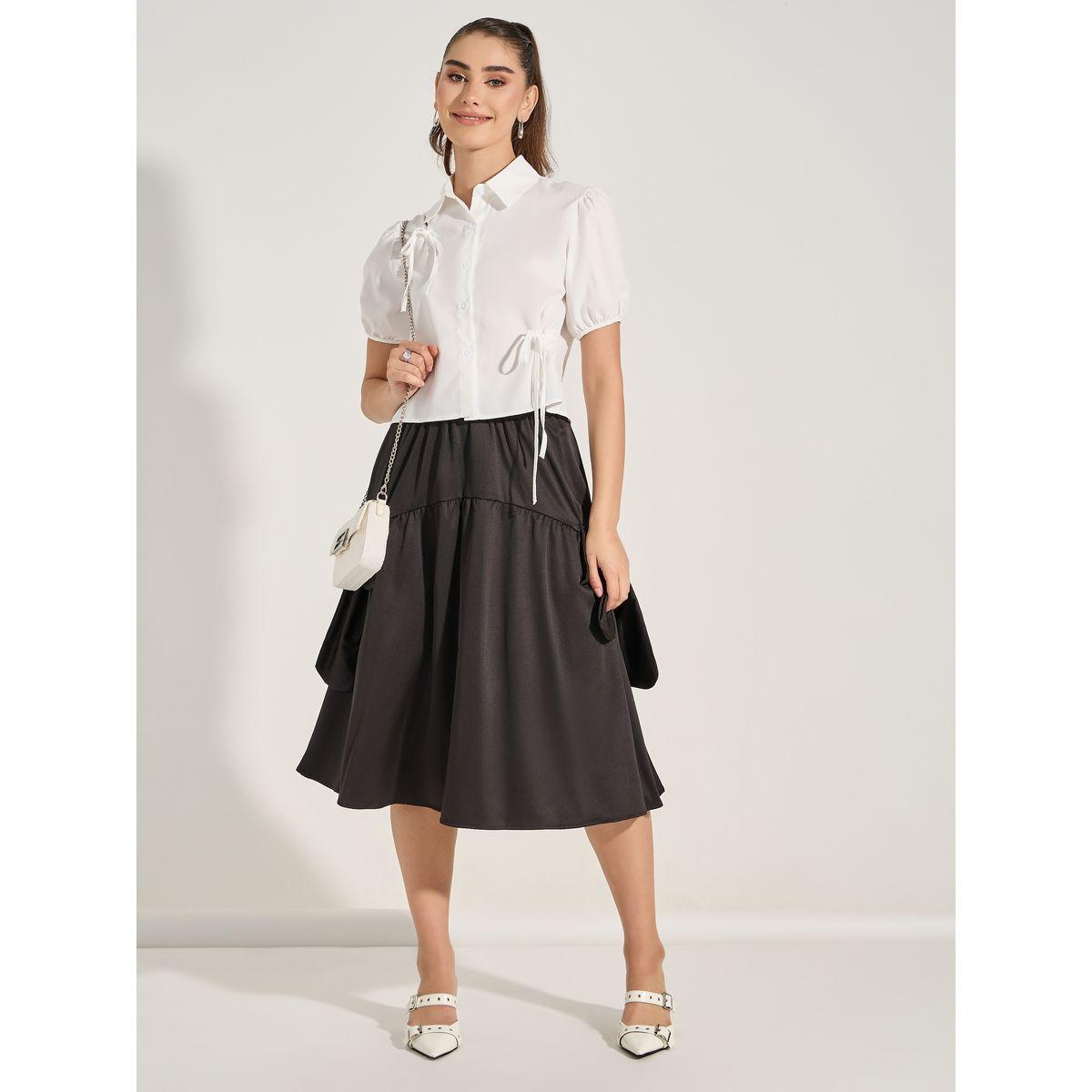 Styli Front Tie Up Detail Puff Sleeves Shirt-women-clothing-shirtsandblouses-shirts-image-2