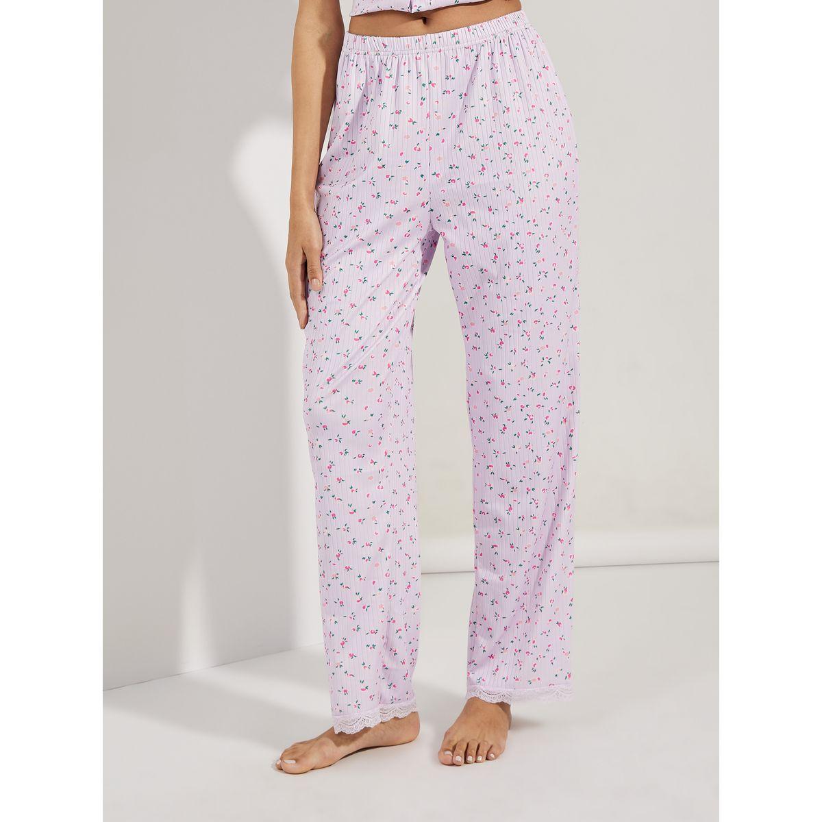 Styli Unwind Ribbed AOP Lace Trim Shirt & Pyjama Set-women-clothing-nightwear-pyjamas-longsets-image-5