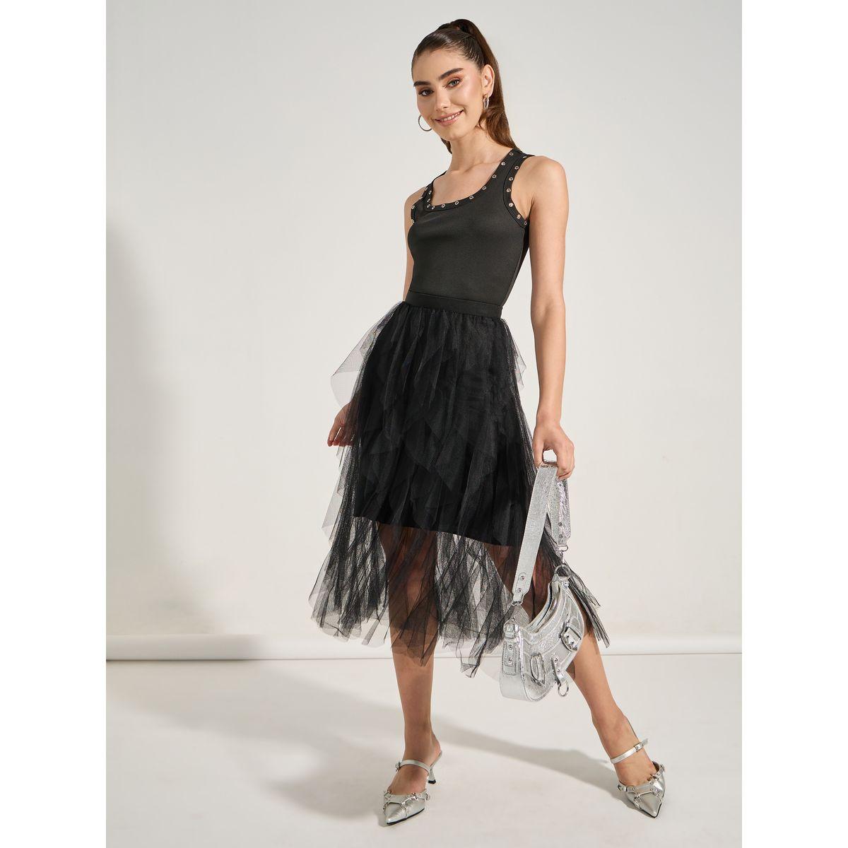 Styli Frill Mesh Insert A-Line Midi Skirt-women-clothing-bottoms-skirts-image-2