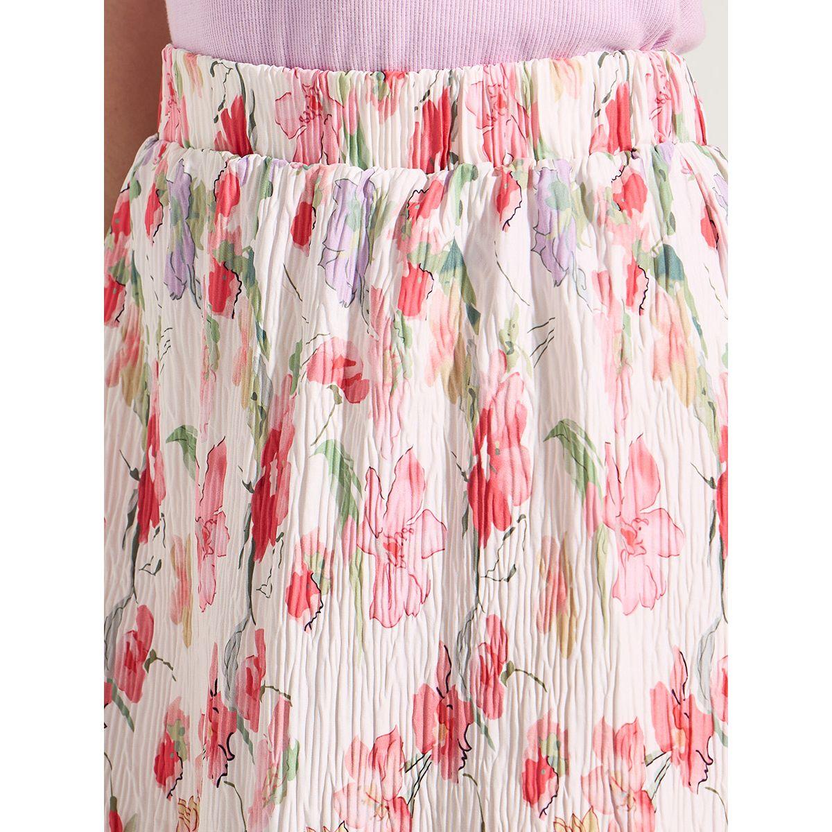Styli Textured Floral Print A-Line Midi Skirt-women-clothing-bottoms-skirts-image-3
