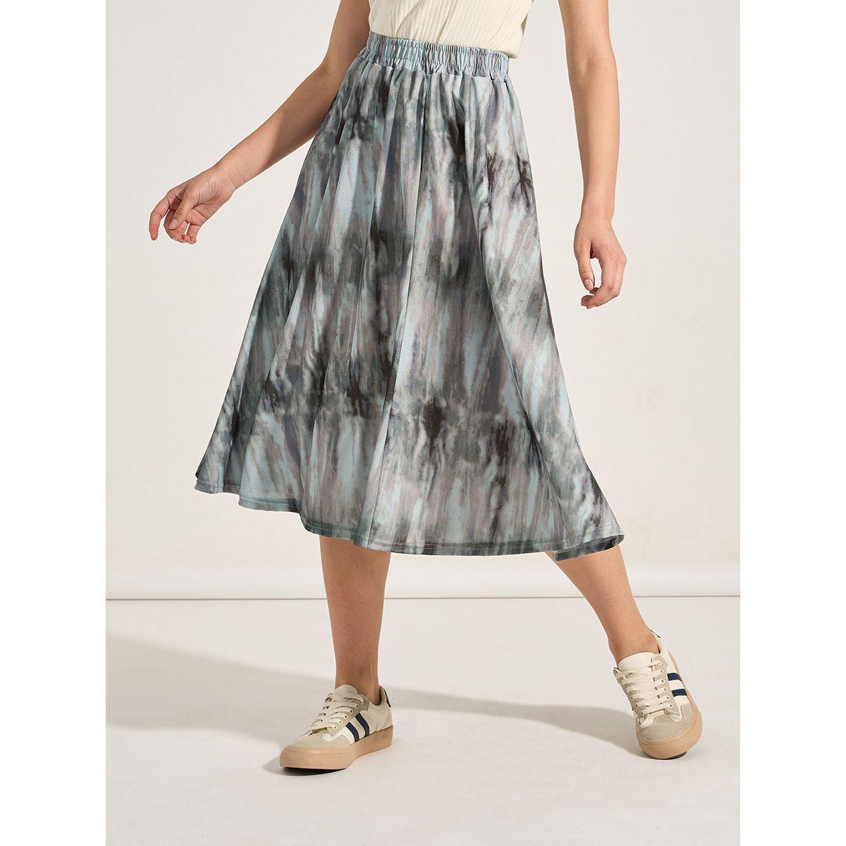 Styli Tie-Dye Print A-Line Midi Skirt-women-clothing-bottoms-skirts-image-1