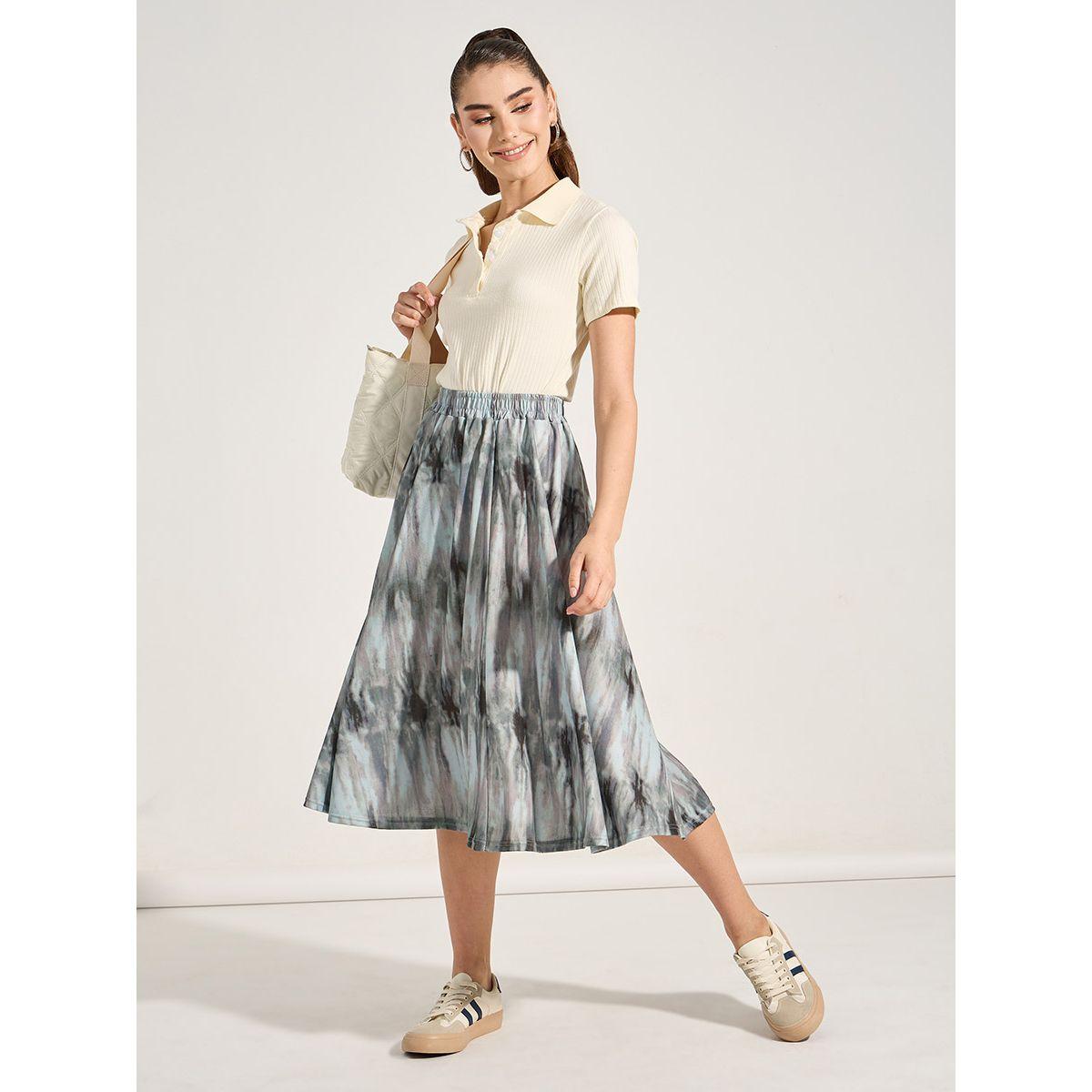 تنورة ميدي مطبعة بطبعة تاي داي-women-clothing-bottoms-skirts-image-2