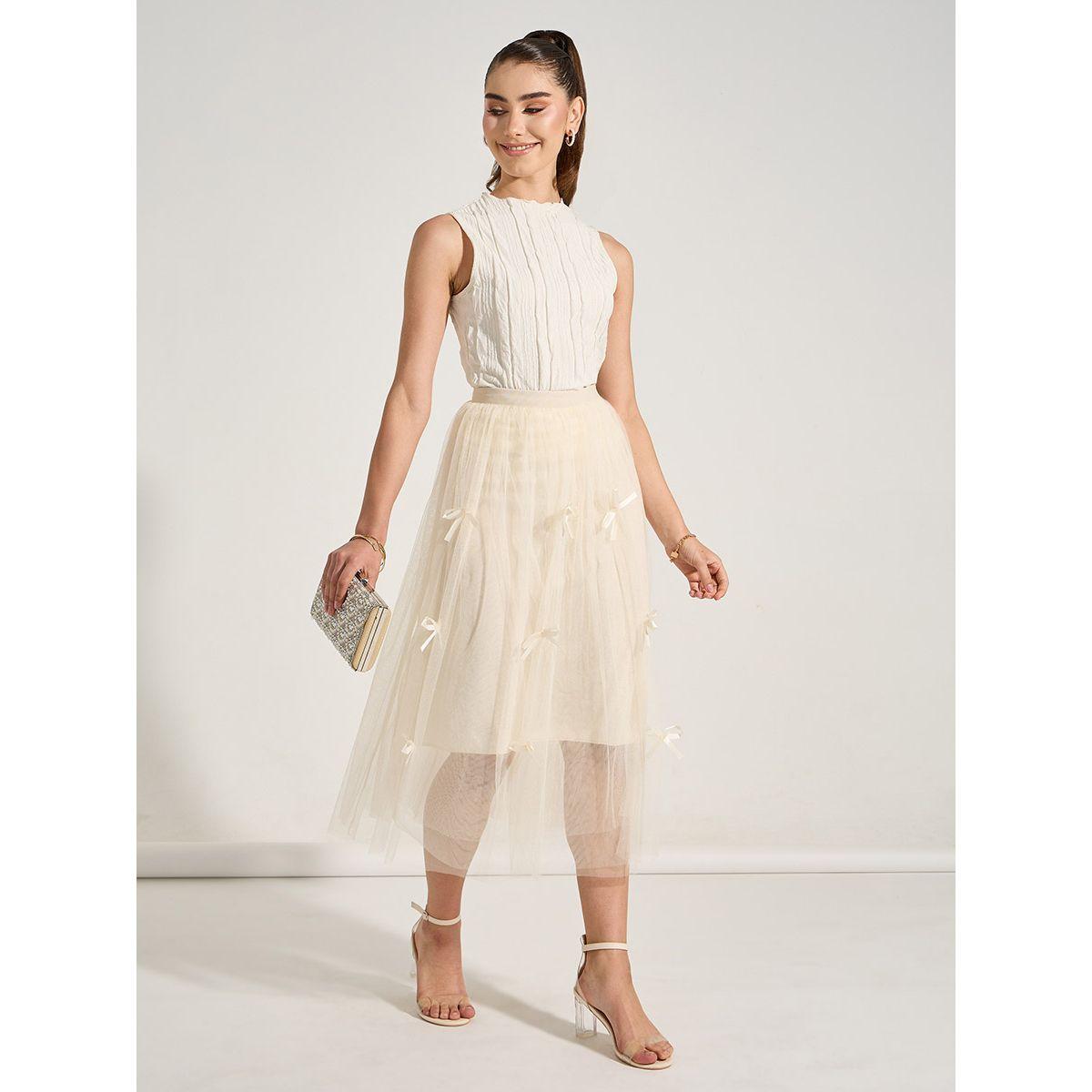 تنورة ميدي بتفاصيل شبكية وربطة فيونكة-women-clothing-bottoms-skirts-image-2