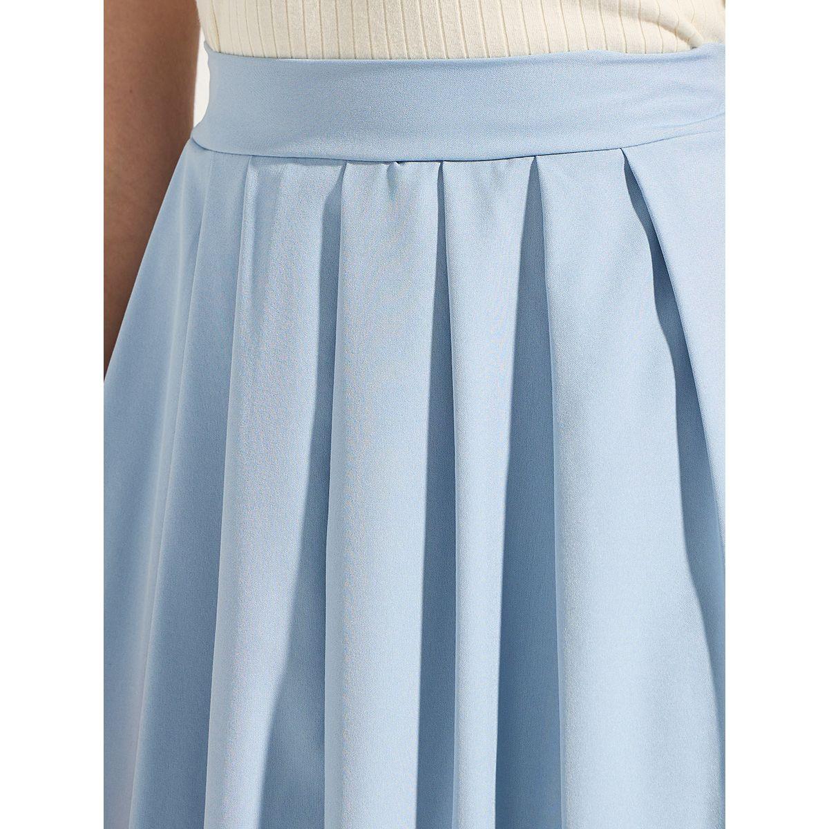 Styli Solid Fold Pleated Detail Midi Skirt-women-clothing-bottoms-skirts-image-3
