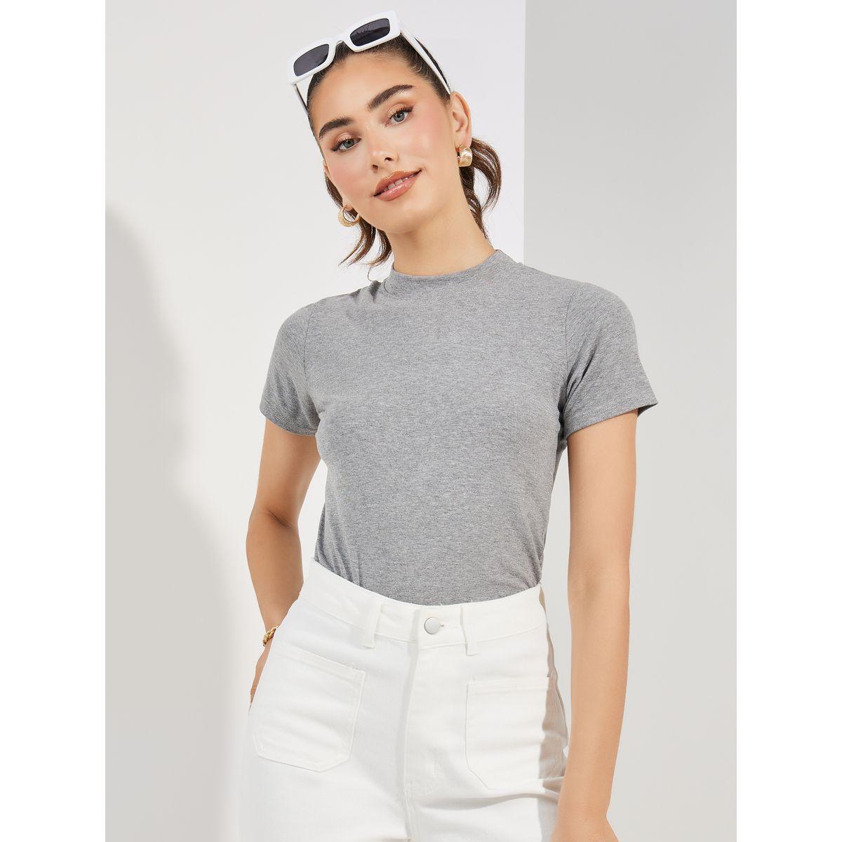 Styli Slim Fit Solid High Neck T-Shirt-women-clothing-tshirts-image-2