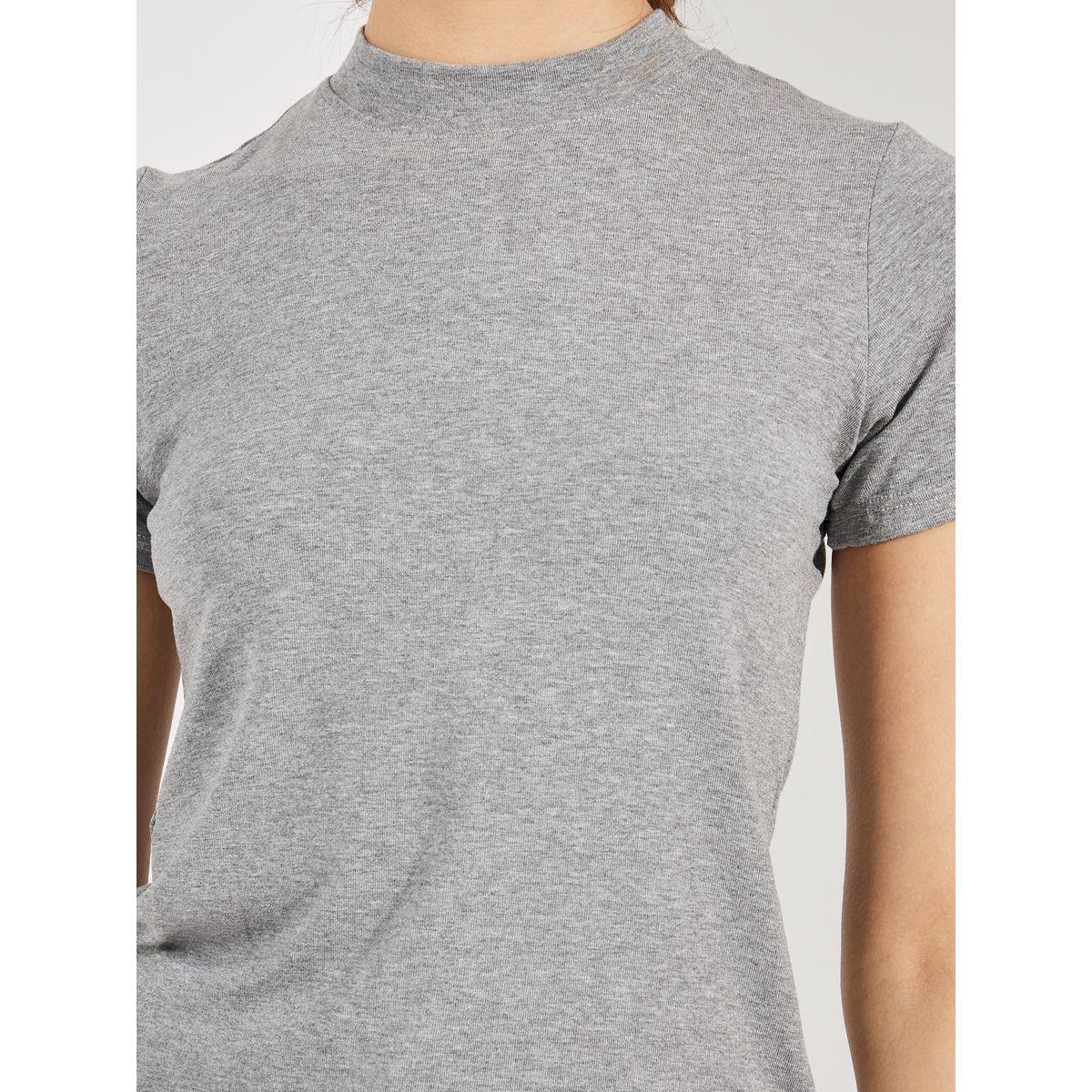 تيشيرت سادة بياقة عالية وقصة سليم فت-women-clothing-tshirts-image-2