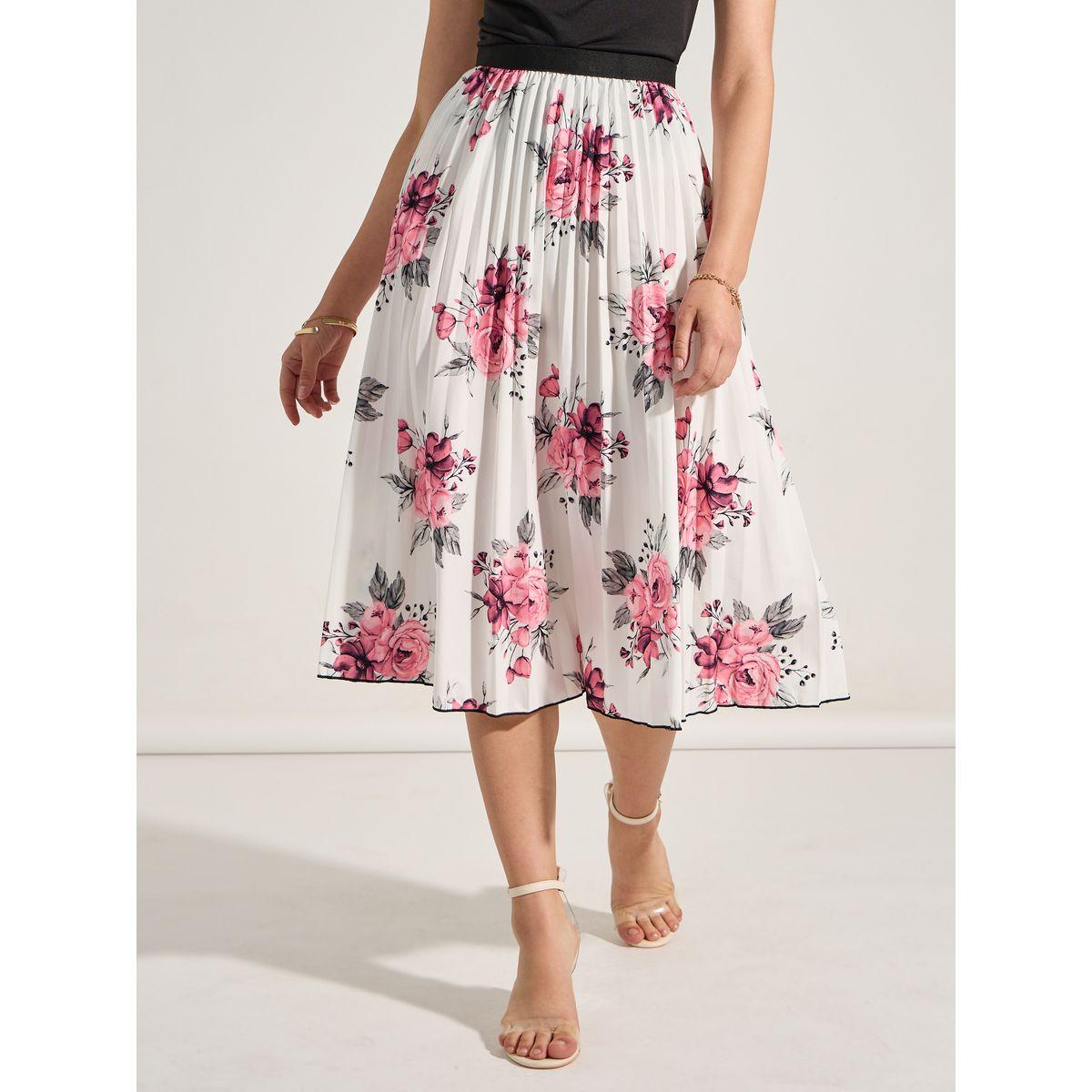 Styli Floral Print Pleated Midi Skirt-women-clothing-bottoms-skirts-image-1