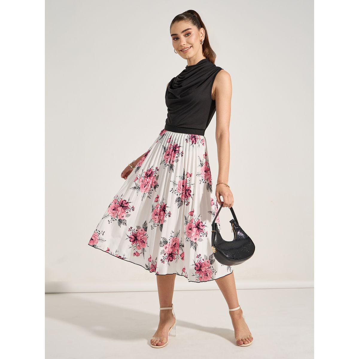 تنورة ميدي مطبعة بزهور مع كسرات-women-clothing-bottoms-skirts-image-2