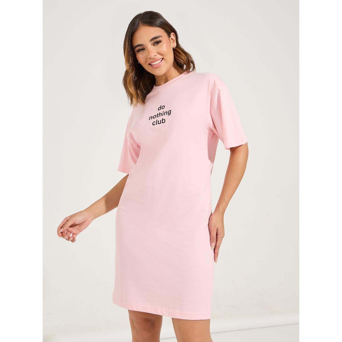قميص نوم مطبع بكتابة مع اكتاف منخفضة-women-clothing-nightwear-nighties-image-1