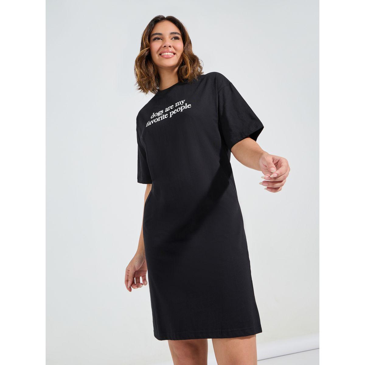 Styli Unwind Cotton Dropped Shoulder Slogan Sleep T-Shirt Dress-women-clothing-nightwear-nighties-image-1