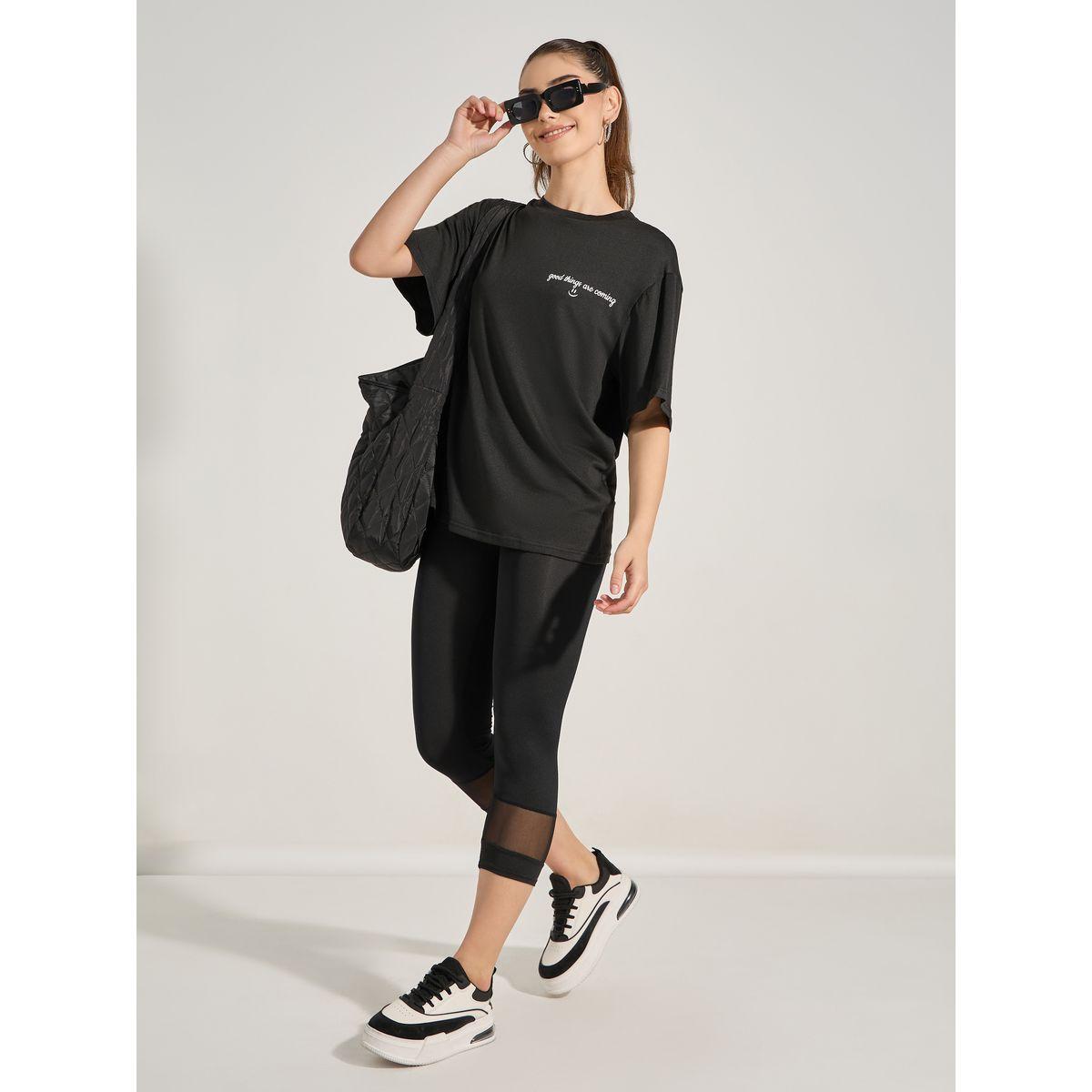 Styli Mesh Insert Elastic Waistband Leggings-women-clothing-bottoms-leggings-image-2