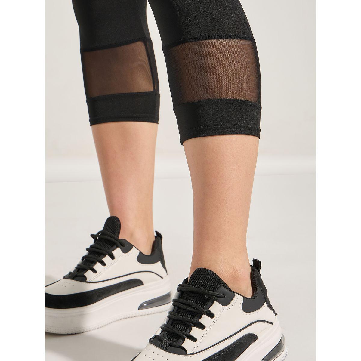 Styli Mesh Insert Elastic Waistband Leggings-women-clothing-bottoms-leggings-image-3