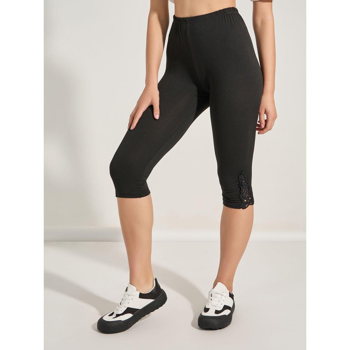 Styli Side Lace Insert Elastic Waistband Leggings-women-clothing-bottoms-leggings-image-1
